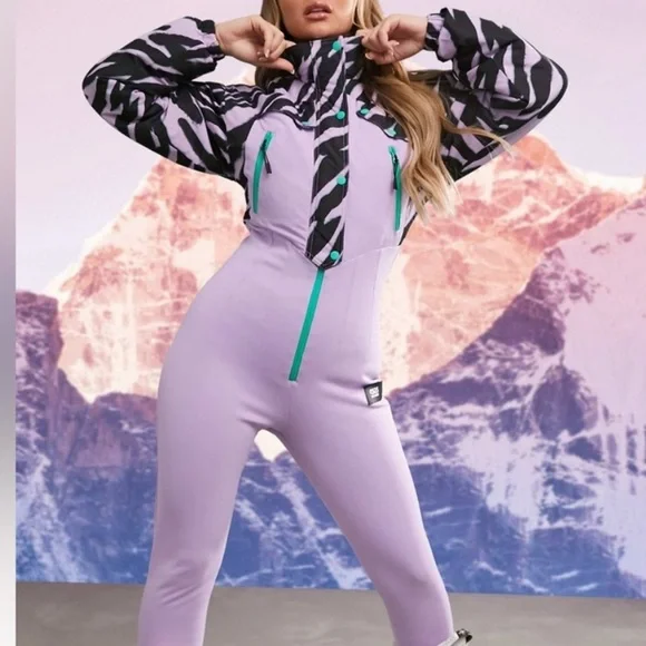 ASOS 4505 Ski Suit One Piece Snowsuit Purple Retro Stirrup Women’s US 8 - Picture 15 of 15